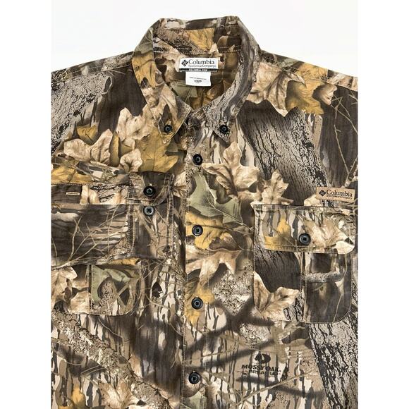 Columbia Mossy Oak Camo Button Down Shirt Men XXL Long Sleeve Hunting Outdoors - Picture 1 of 8
